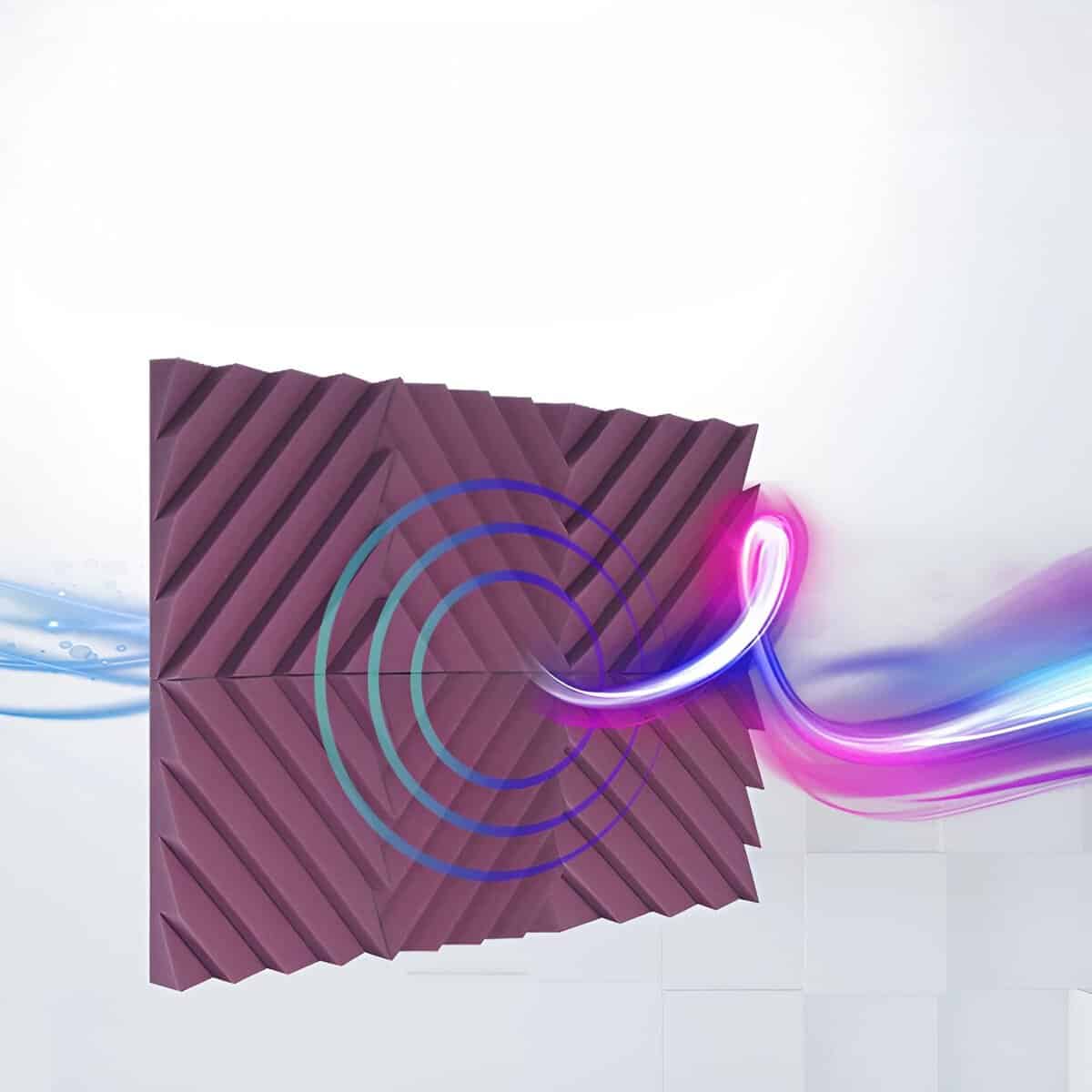 Mousse acoustique violette, 6 pièces, 30x30x5cm, isolation sonore.