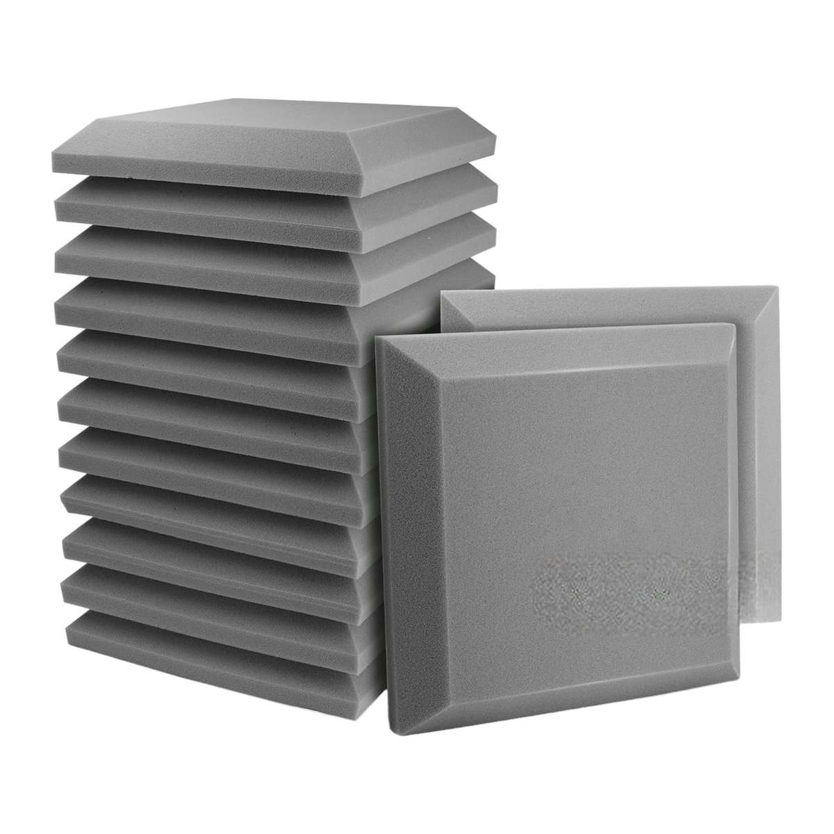 Mousse acoustique 3D gris, 6 pièces, dimensions 30x30x5cm.