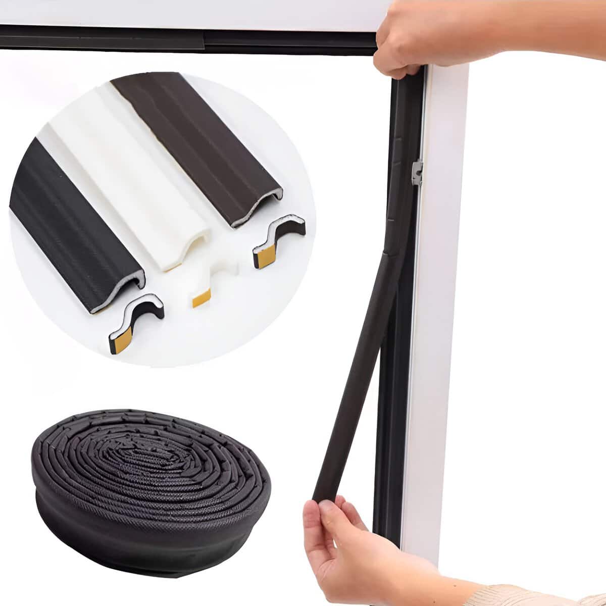 Mousse acoustique porte, rouleau noir, 1 mètre, isolation sonore.